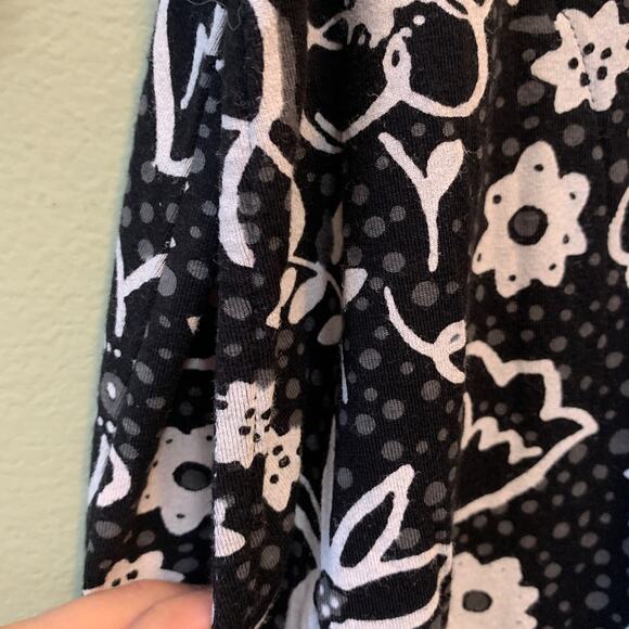 J Jill Shirt Dress Women S Floral Black White Jersey Knit Button Front Collard - Picture 6 of 12